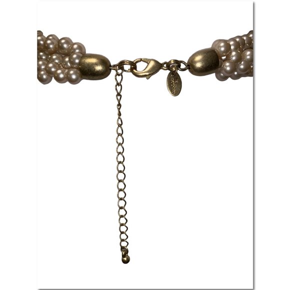 Lia Sophia Faux Pearl Bib Statement Necklace Multi Strand Pearls EUC - Picture 3 of 3